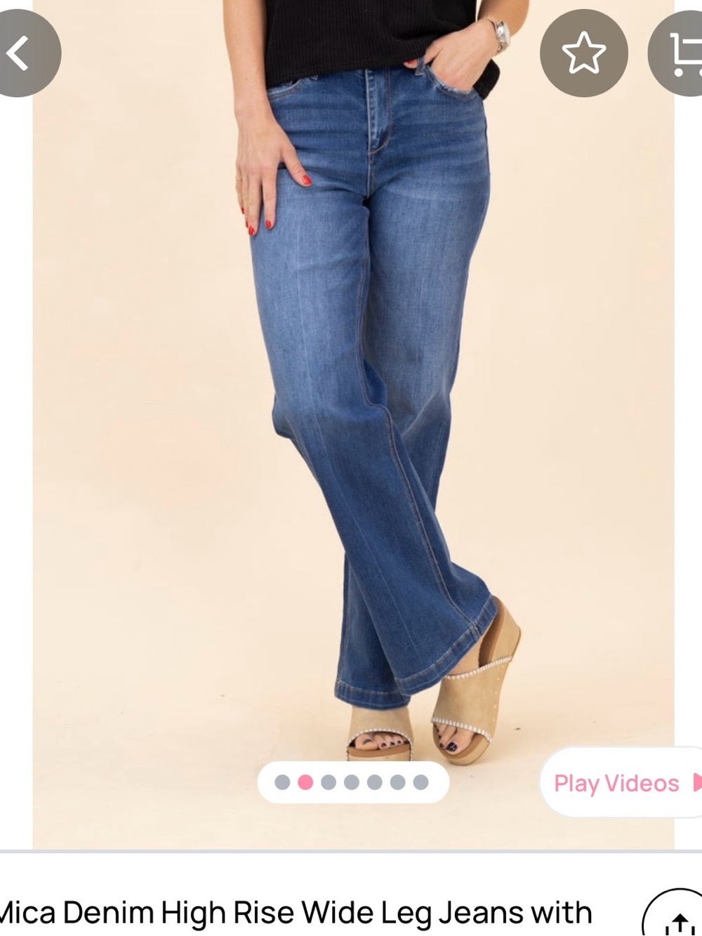 Mica Denim High-Rise Wide Leg Jeans in Medium Blue NWT